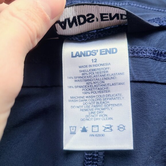 Lands' End SunShade Deep Sea Navy Blue Dolphin Hem Swim Shorts Women's Size 12 - Picture 5 of 7